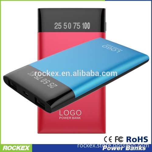 Smart LCD display indicator colorful ultra thin slim card power bank 10000mah